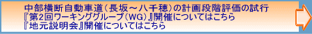 中部横断自動車道（長坂～八千穂）『第2回ワーキンググループ（WG）』の開催についてはこちら『地元説明会（コミュニケーション活動）』の開催についてはこちら